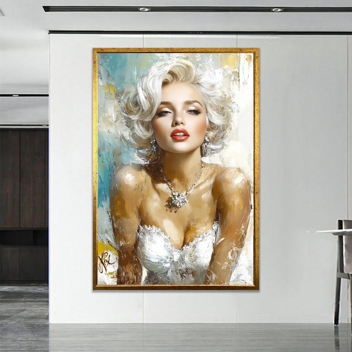 Platinum Blonde Hollywood Glamour Vintage Style Oil Painting Poster