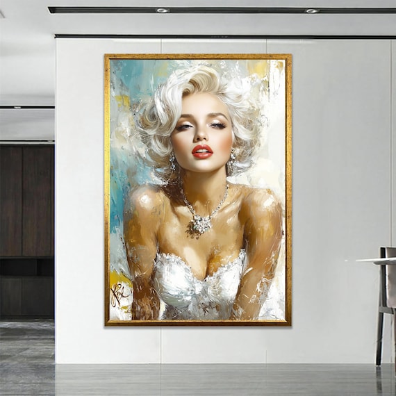 Platinum Blonde Hollywood Glamour Vintage Style Oil Painting Poster