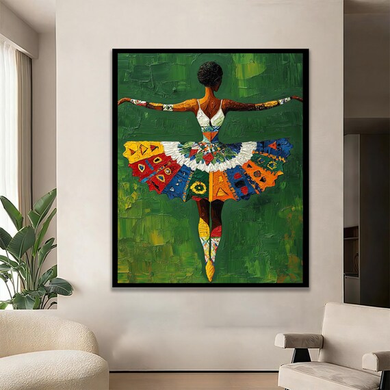 Colorful African Dancer Vibrant Patterned Dress Ballet Art Poster