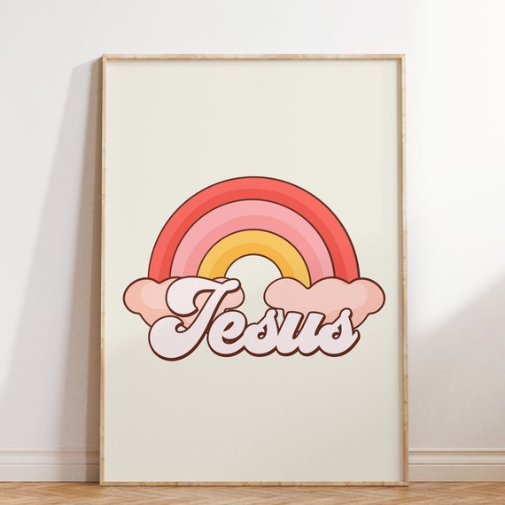 Cute Retro Jesus Wall Print Christian Quote Print Christian Decor Christian Gifts Art Print Christian Wall Art