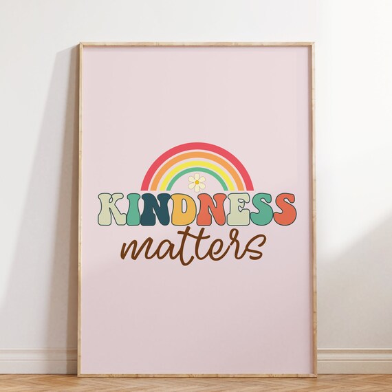Cute Retro Quote Wall Print Print Wall Decor Choose Kindness Large Art Prints Retro Poster