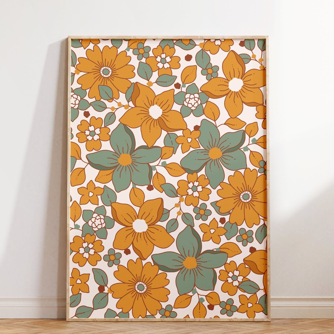 Retro Flower Floral Poster, Aesthetic Wall Decor