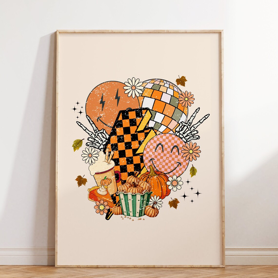 Cute Retro Fall Print Fall Decor Autumn Wall Decor Retro Poster Pumpkin Print Halloween Gift Thanksgiving Day