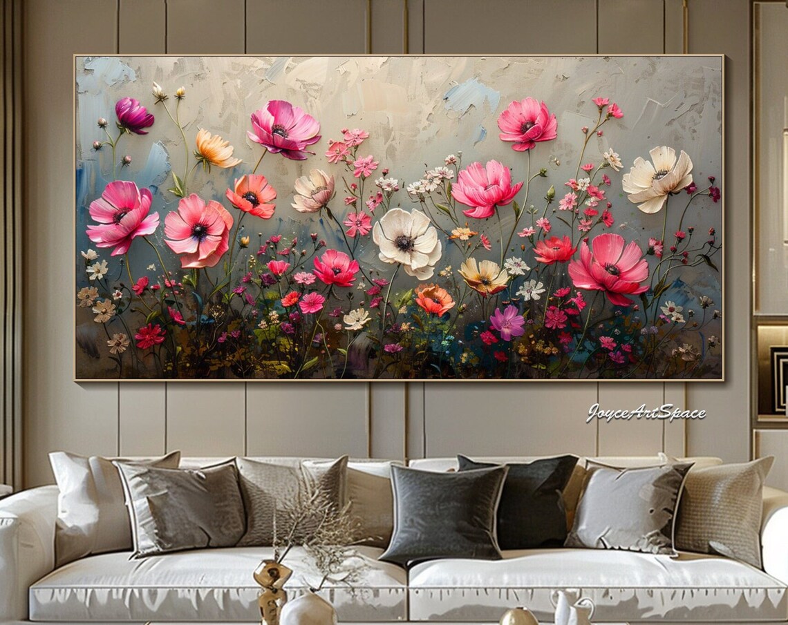 Abstract Pink Flower Art Print, Modern Spring Wall Art
