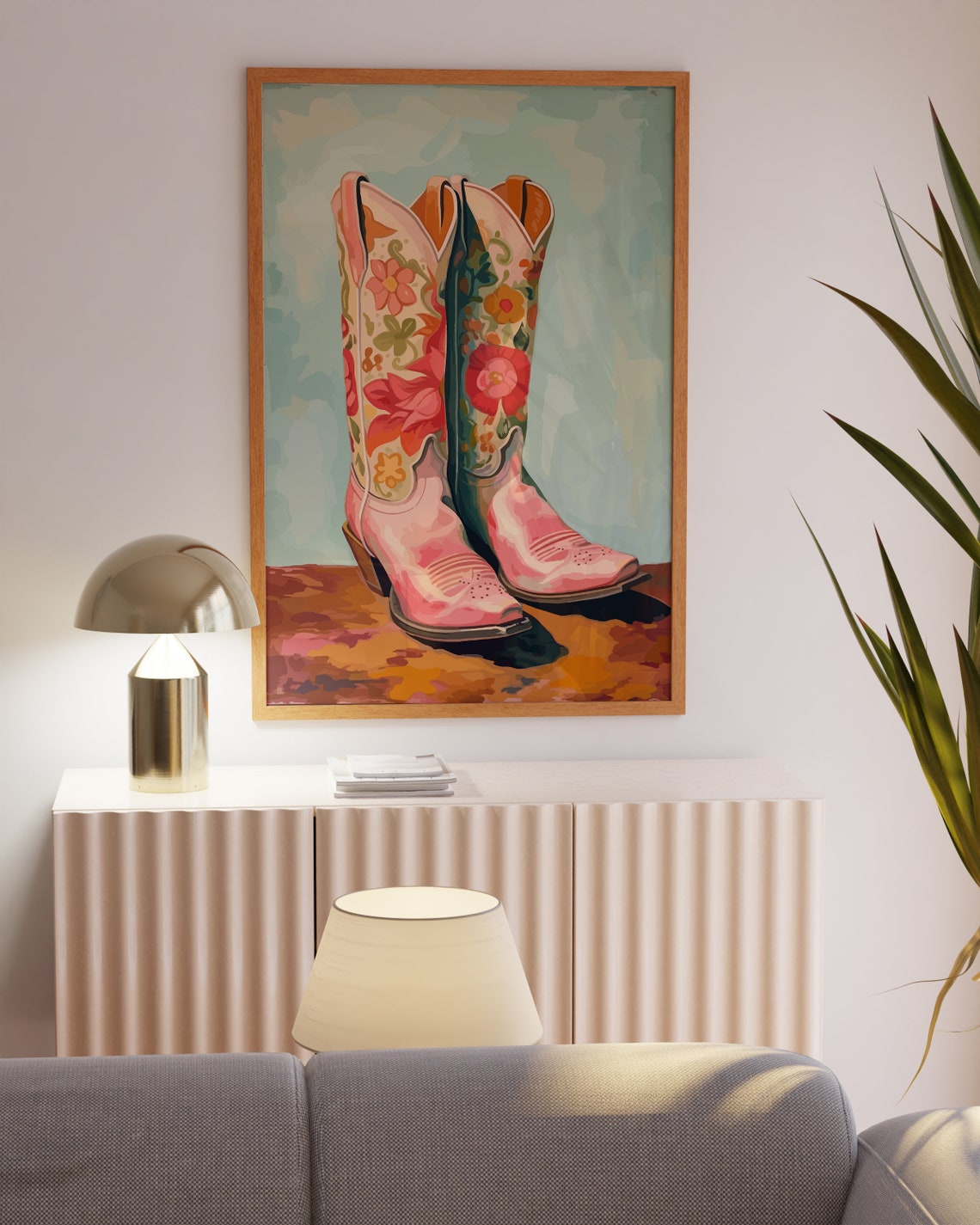 Preppy Cowgirl Boots Decor Coastal Pink Cowboy Boots Poster Print Western Cowgirl Decor Trendy Dorm Room Girly Apartment Decor - Image 3