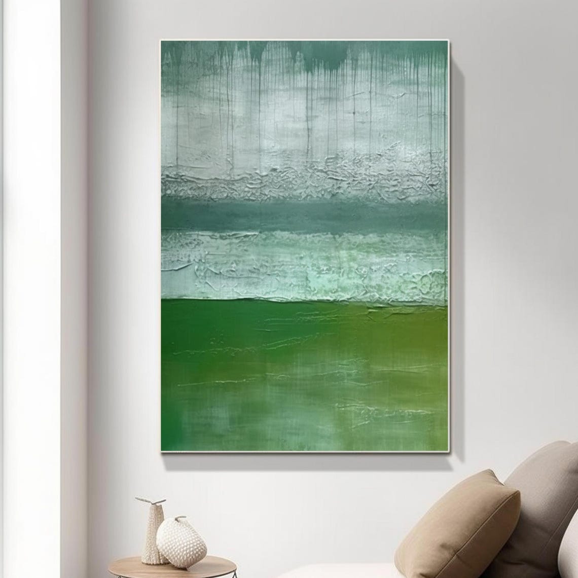 Layered Green Abstract With Drips Textured Minimalist Art Poster