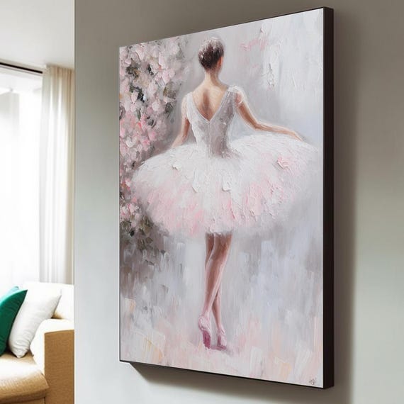 Large Ballerina Girl Oil Painting Dancer Oil Painting On Hand Drawn Ballerina Portrait Oil Painting Home Bedroom Ballerina Art