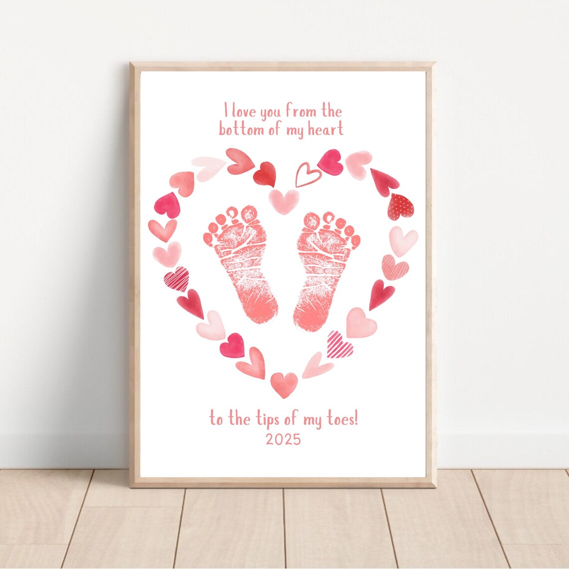 Bottom Of My Heart Footprint Keepsake Valentine Art - Image 2