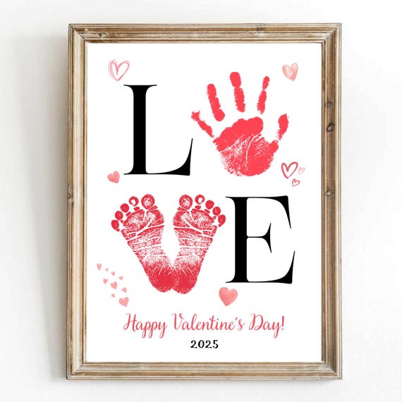 Valentine Footprint Keepsake Art, Toddler Heart Craft
