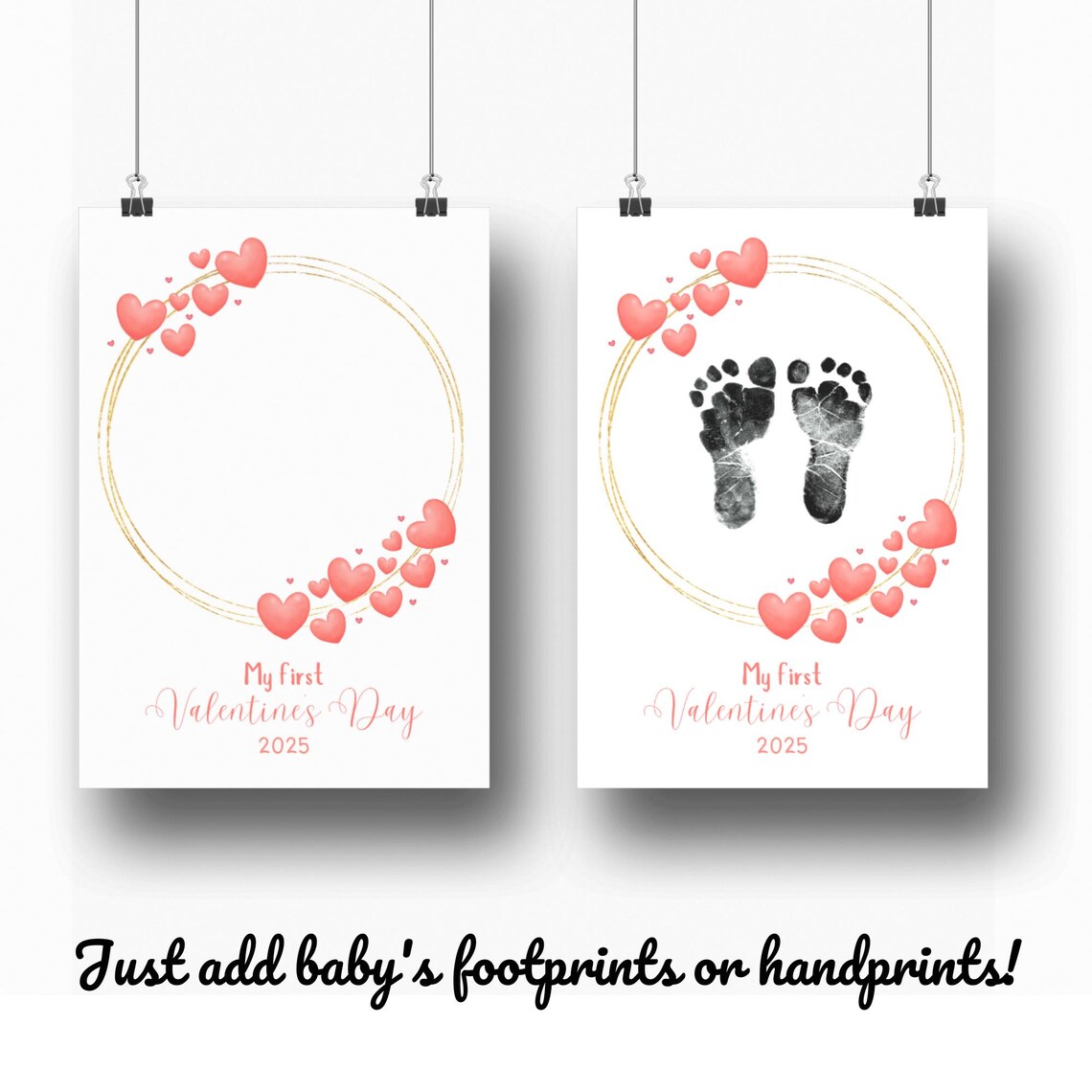 My First Valentines Day Footprint Keepsake Art Print - Image 3