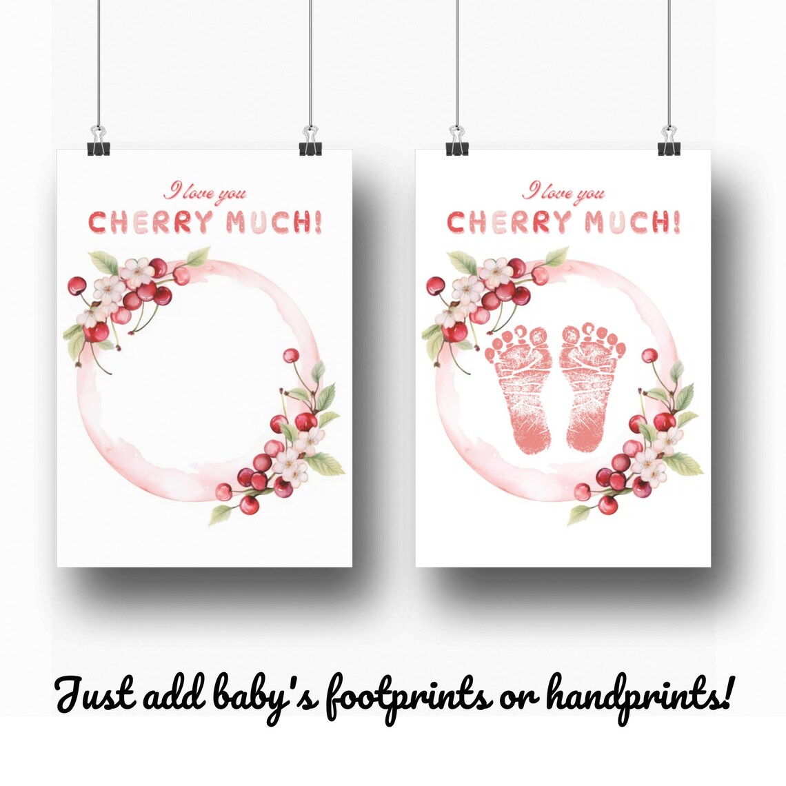 I Love You Cherry Much Footprint Baby Valentines Keepsake Art Print - Image 3