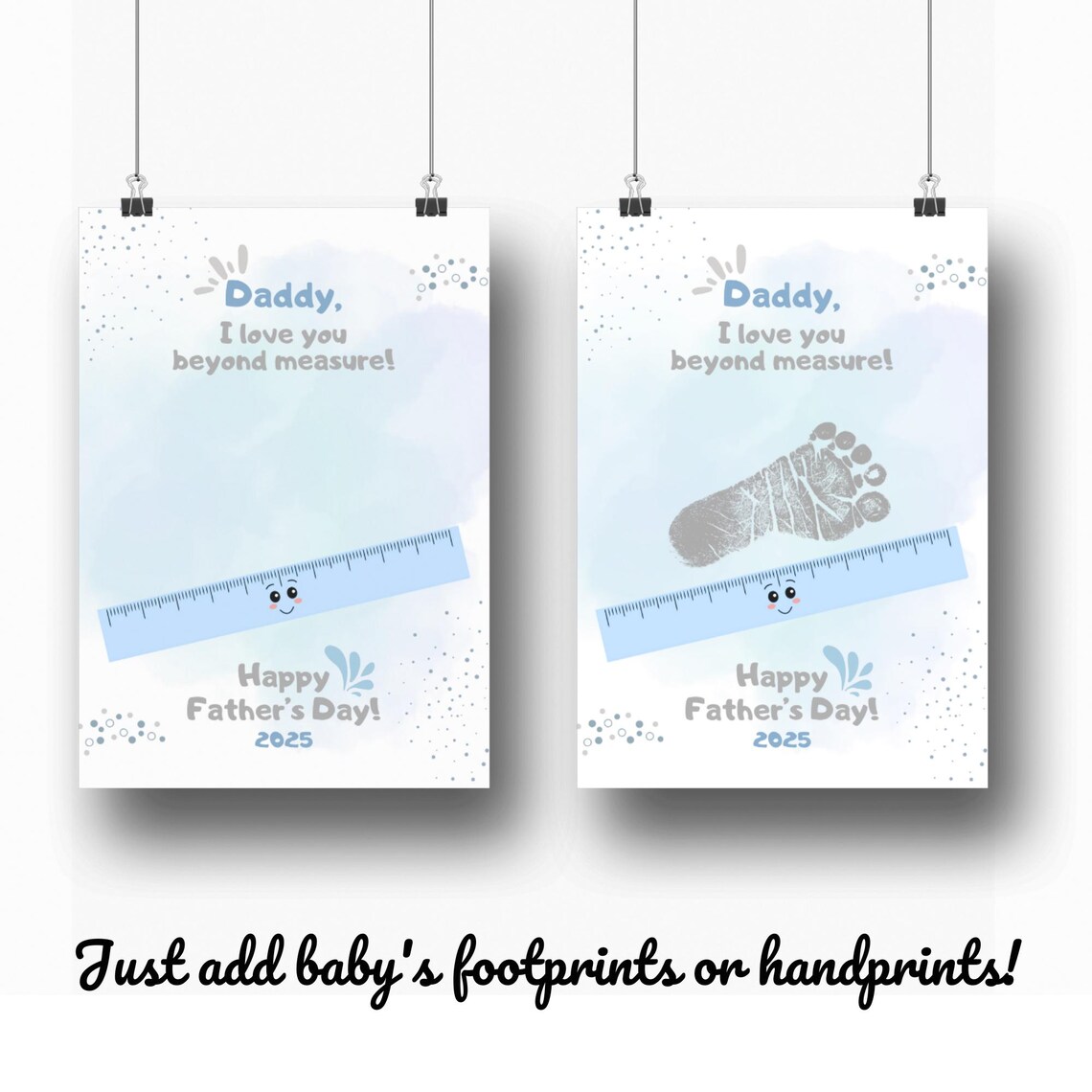 Fathers Day Footprint Art Keepsake Card, Dad Gift - Image 3