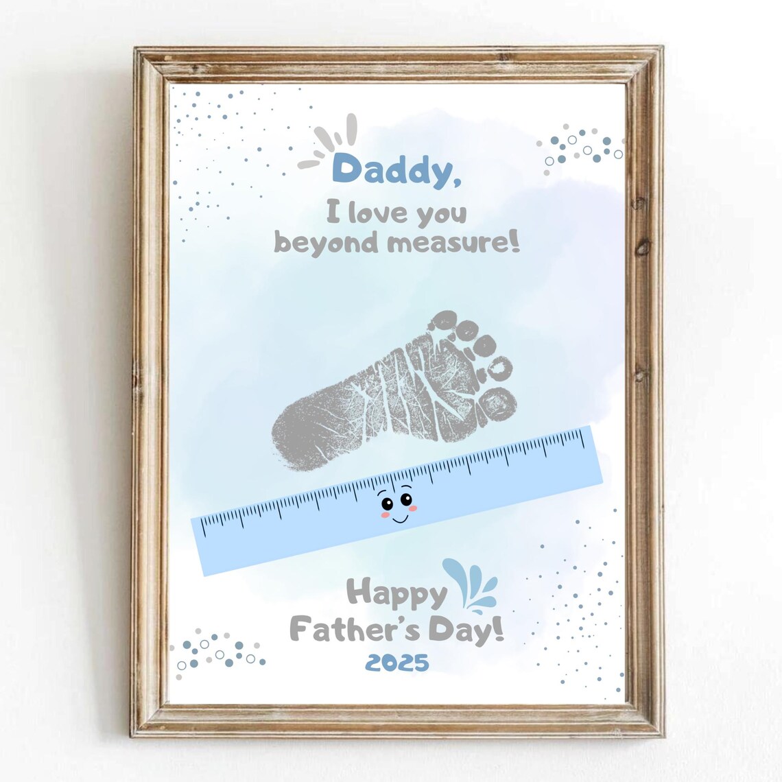 Fathers Day Footprint Art Keepsake Card, Dad Gift