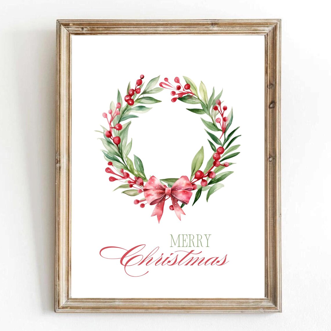 Christmas Wreath Winter Botanical Art Print