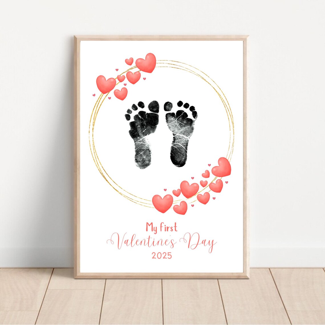 My First Valentines Day Footprint Keepsake Art Print - Image 2