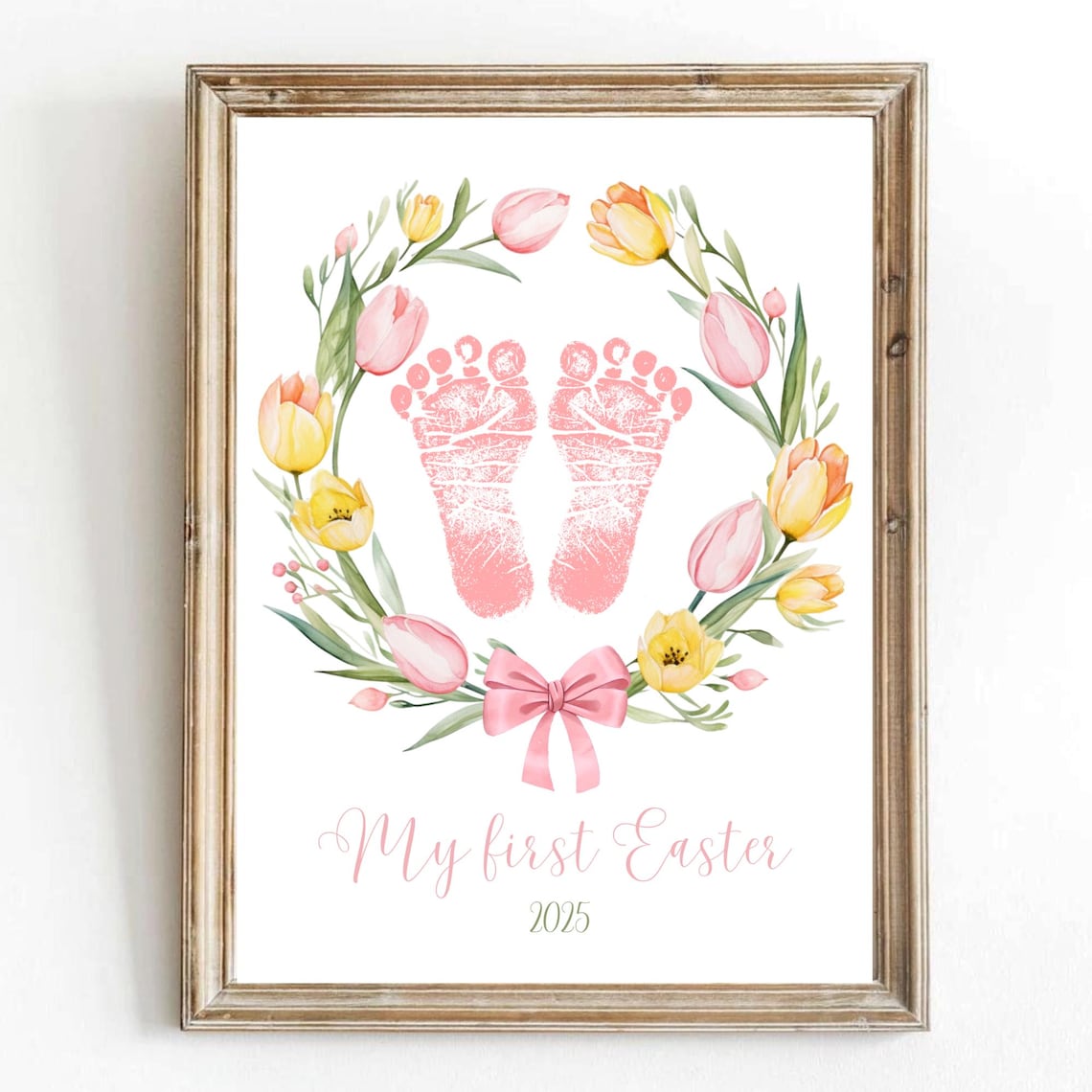 My First Easter Baby Footprint Easter Egg Wreath