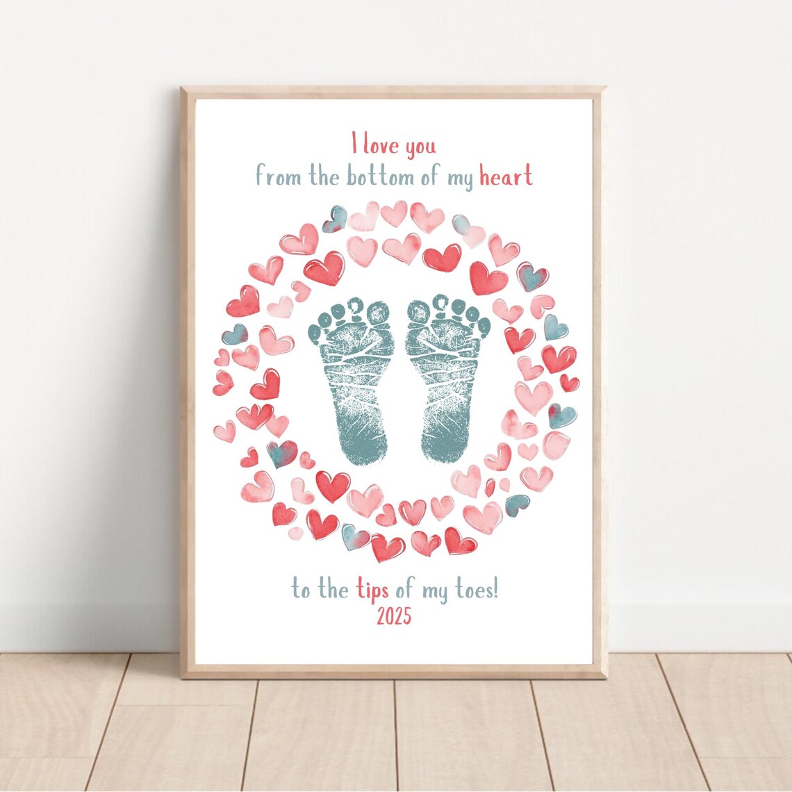 My First Valentine Footprint Heart, Keepsake Art Print - Image 2