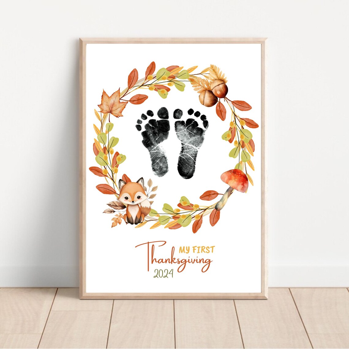 My First Thanksgiving Handprint Footprint Art Print