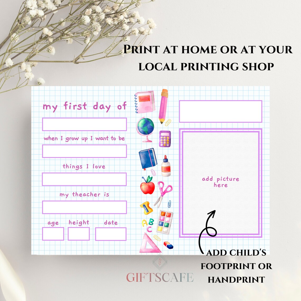 My 1st First Day School Sign Template Art Print - Image 3