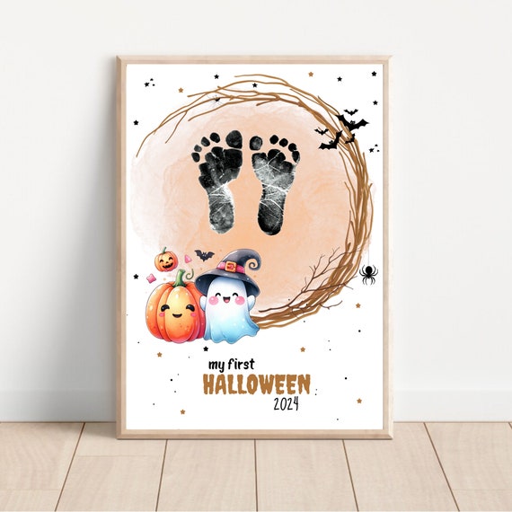 My First Halloween Footprint Art Poster