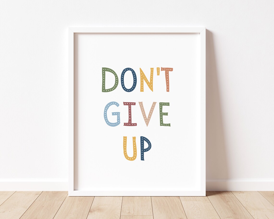 Don't Give Up Kids Affirmations Growth Mindset Art Print - Image 3