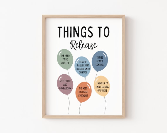 Things To Release Mental Health Balloons Therapy Office Poster