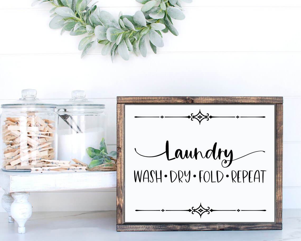 Laundry Wash Dry Fold Repeat Quote Art Print