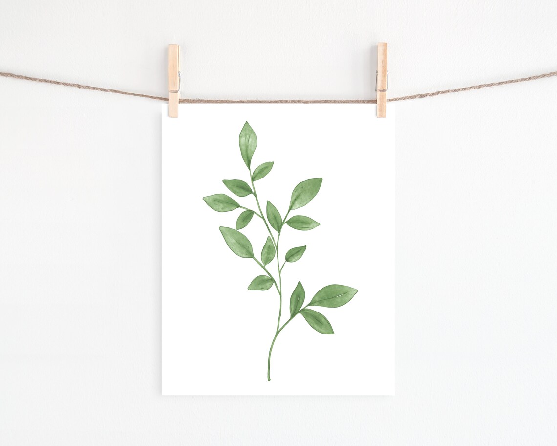 Watercolor Leaves Modern Farmhouse Art Print - Image 3