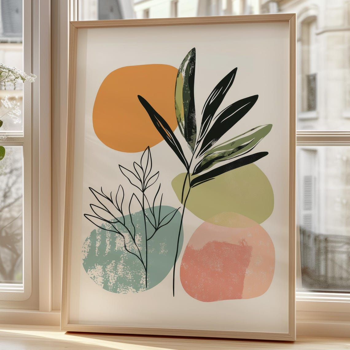 Modern Boho Botanical Abstract Plant Minimalist Leaf Art Poster
