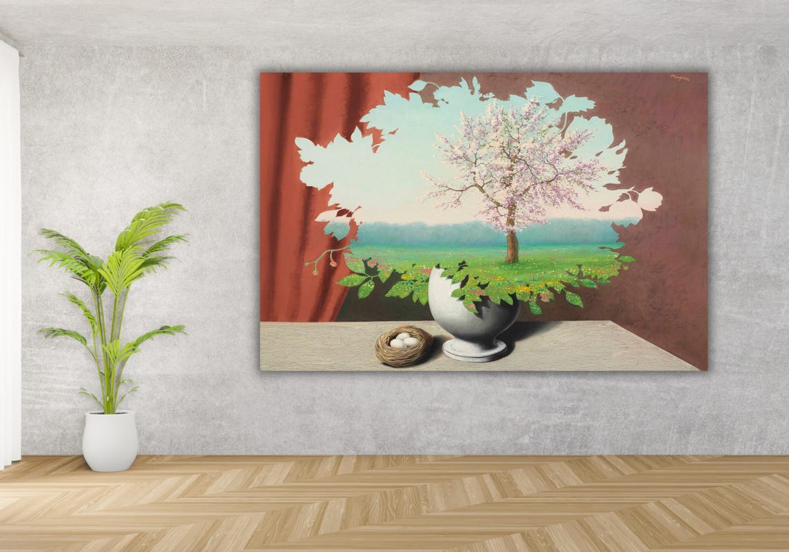 Rene Magritte Surreal Blossoming Tree Spring Landscape Poster - Image 2
