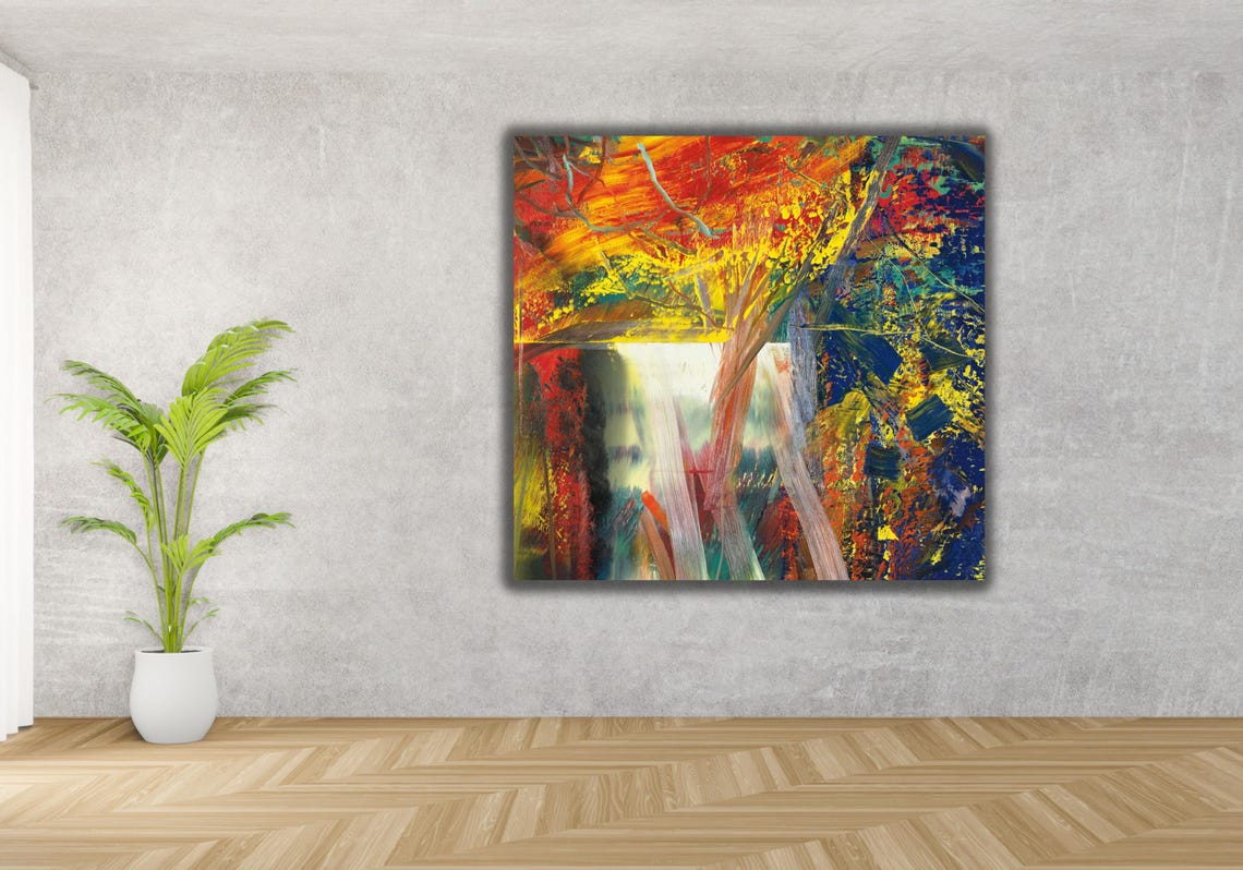 Gerhard Richter Abstract Painting Fiery Red Yellow Blue Modern Poster - Image 3