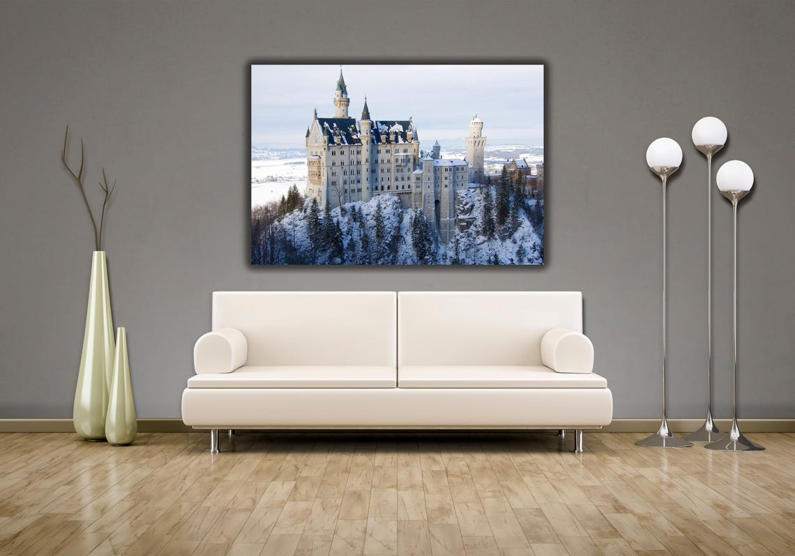Neuschwanstein Castle Winter Snow Bavaria Germany Scenic Art Poster - Image 2
