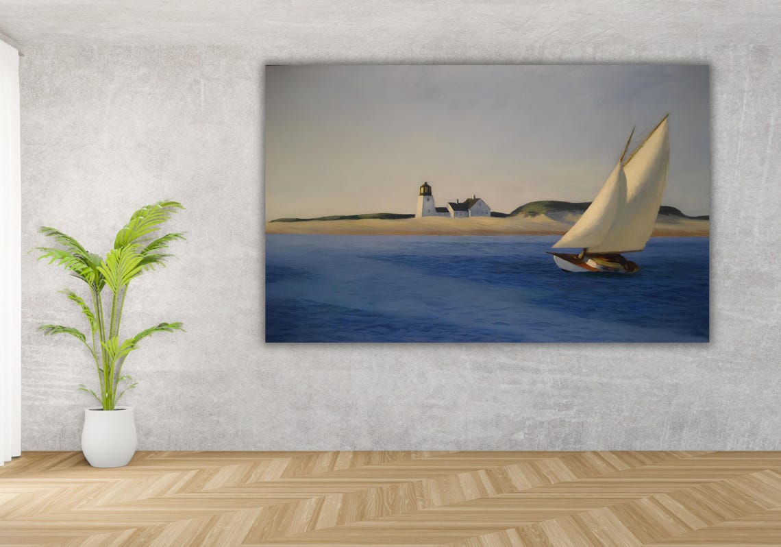 Edward Hopper The Long Leg Sailboat Lighthouse Seascape Poster - Image 2