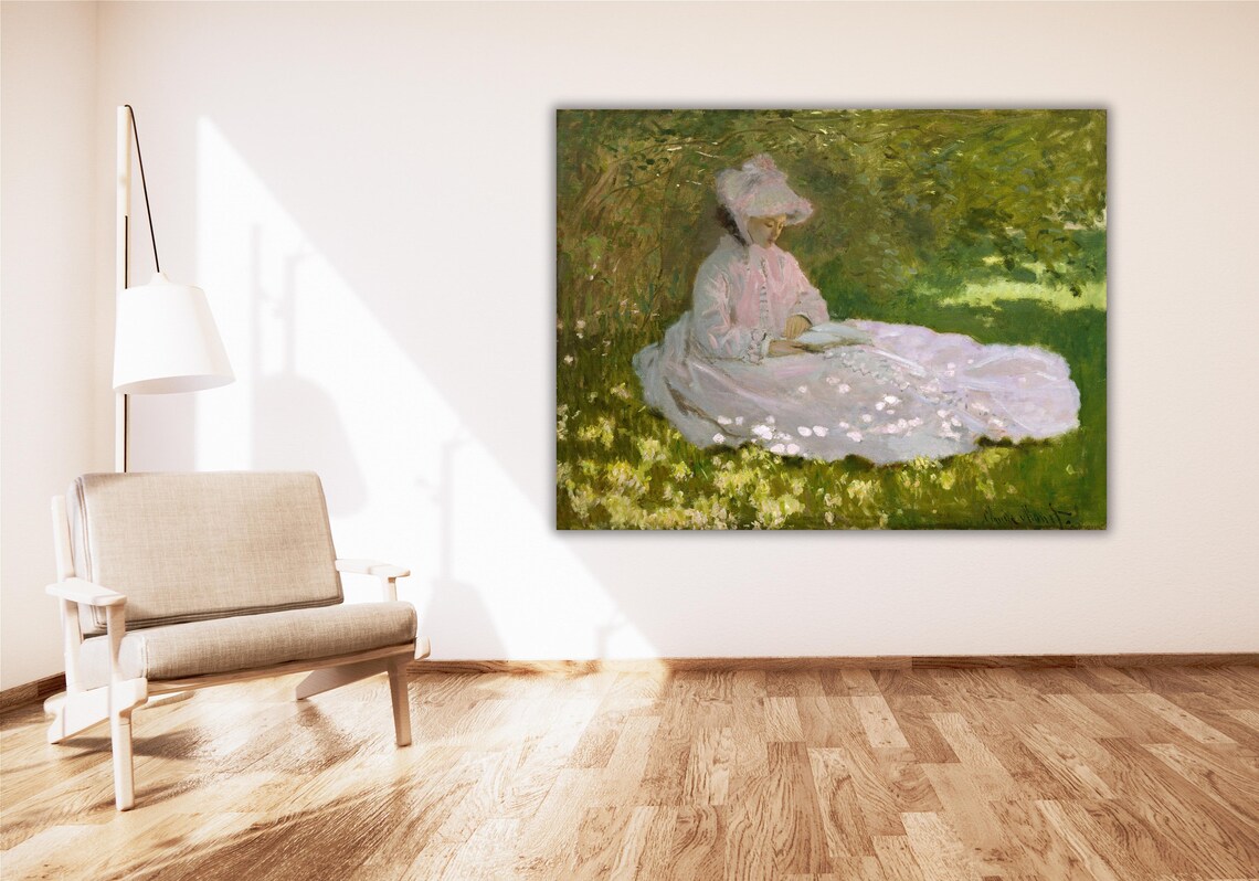 Claude Monet Springtime Wall Art Claude Monet Springtime Painting Home Decors Reproduction Print Wall Decor Modern Wall Arts - Image 3
