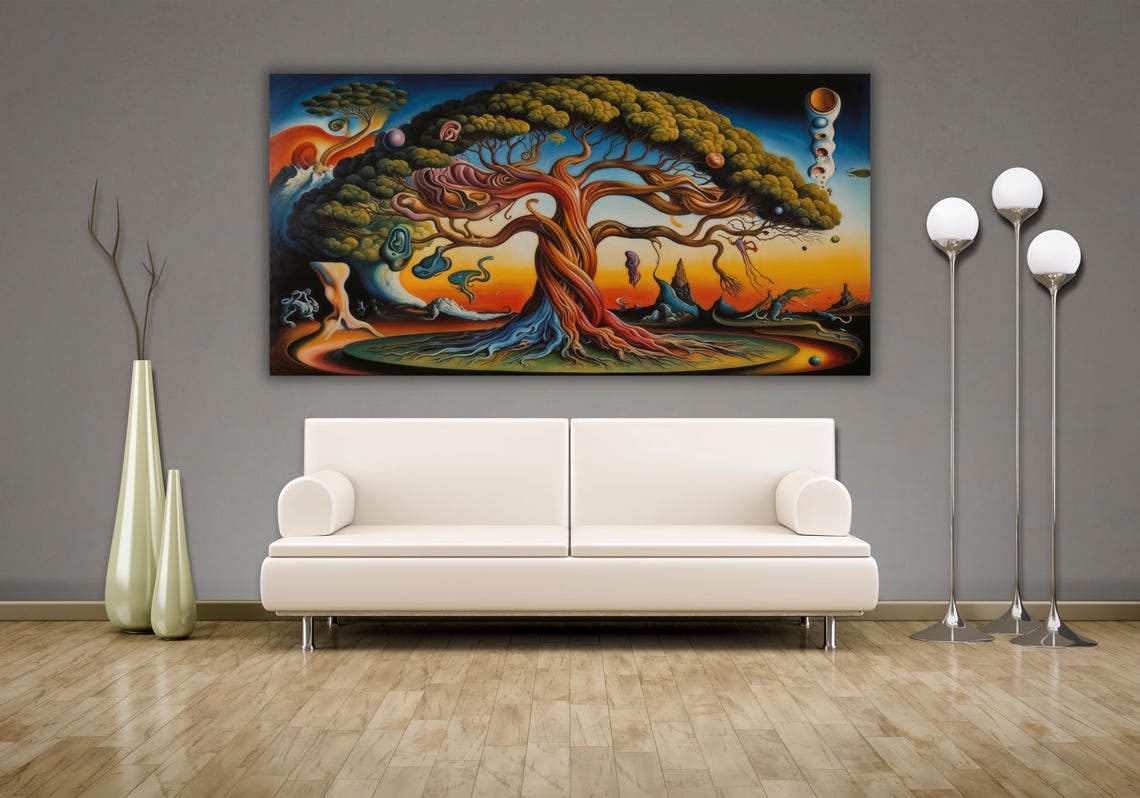 Surrealist Tree of Life Sunset Melting Dreamscape Fantasy Art Poster - Image 3