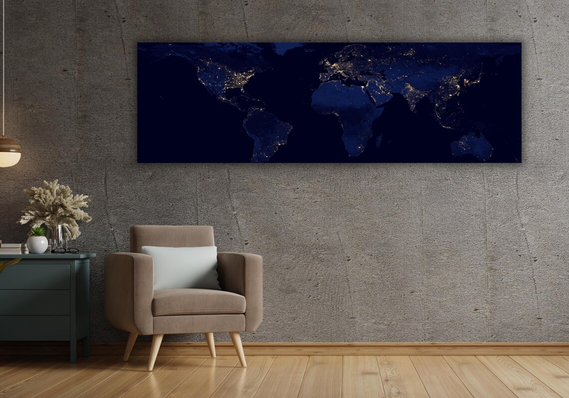 NASA Earth At Night Satellite World Map City Lights Space Photo Poster - Image 3