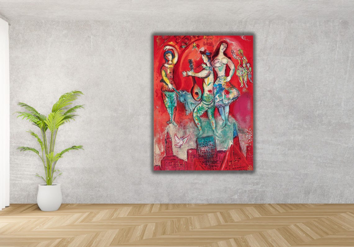Marc Chagall Carmen 1966 Opera Scene Vibrant Red Figures Poster - Image 3