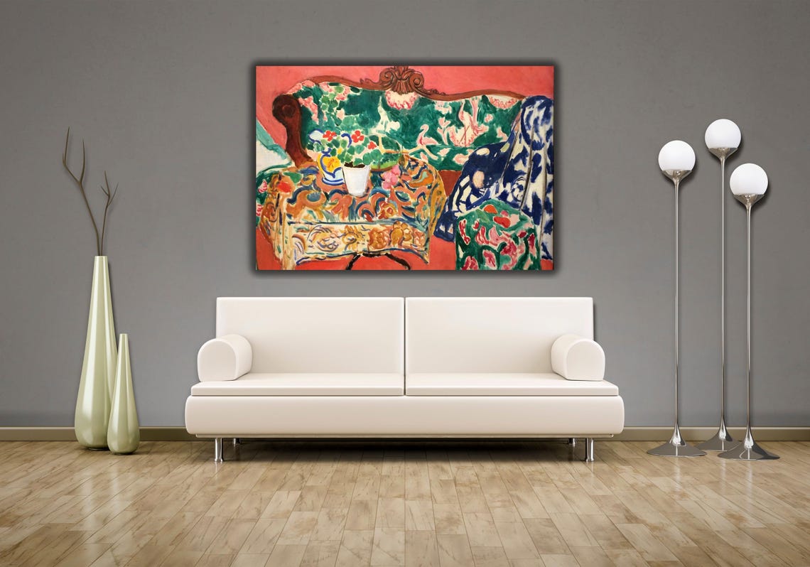 Colorful Fauvist Patterned Sofa Interior Room Painting Poster - Image 2