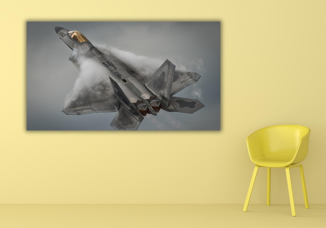 F-22 Raptor Fighter Jet Vapor Cloud Maneuver Aviation Poster - Image 3