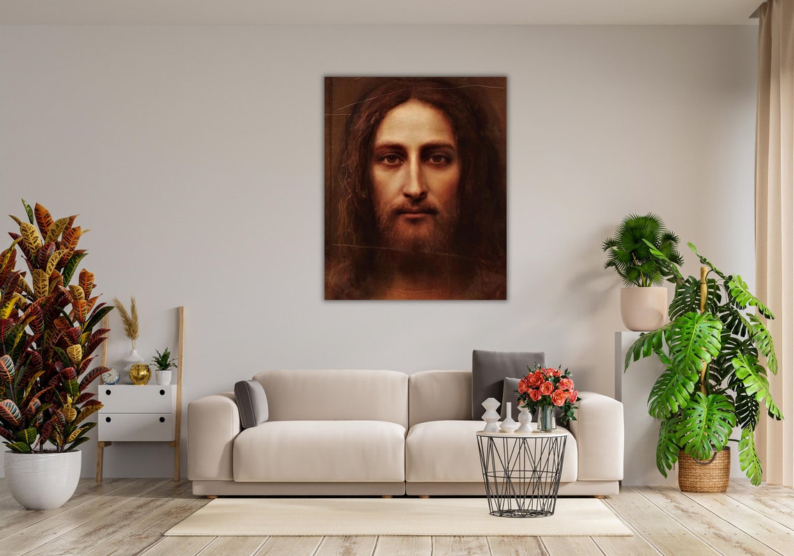 Jesus Christ Sacred Face Portrait Divine Light Religious Art Poster - Image 3