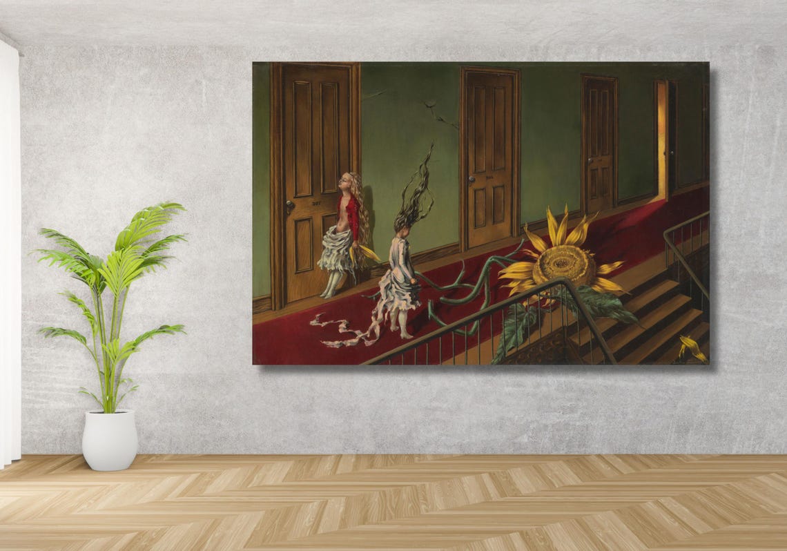 Dorothea Tanning Surrealist Corridor Giant Sunflower Art Poster