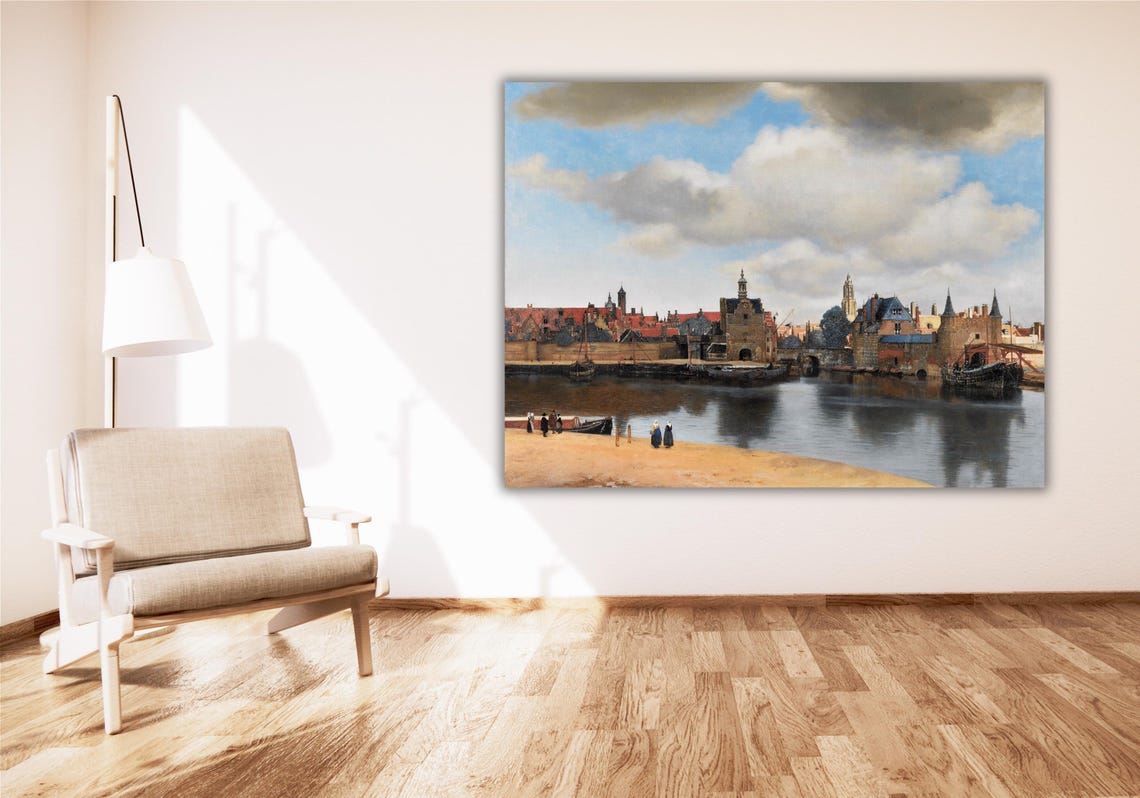 Johannes Vermeer View Of Delft 1661 Wall Art Print Dutch Painter Vermeer Landscape Reproduction Print Sea City Landscape Art - Image 2