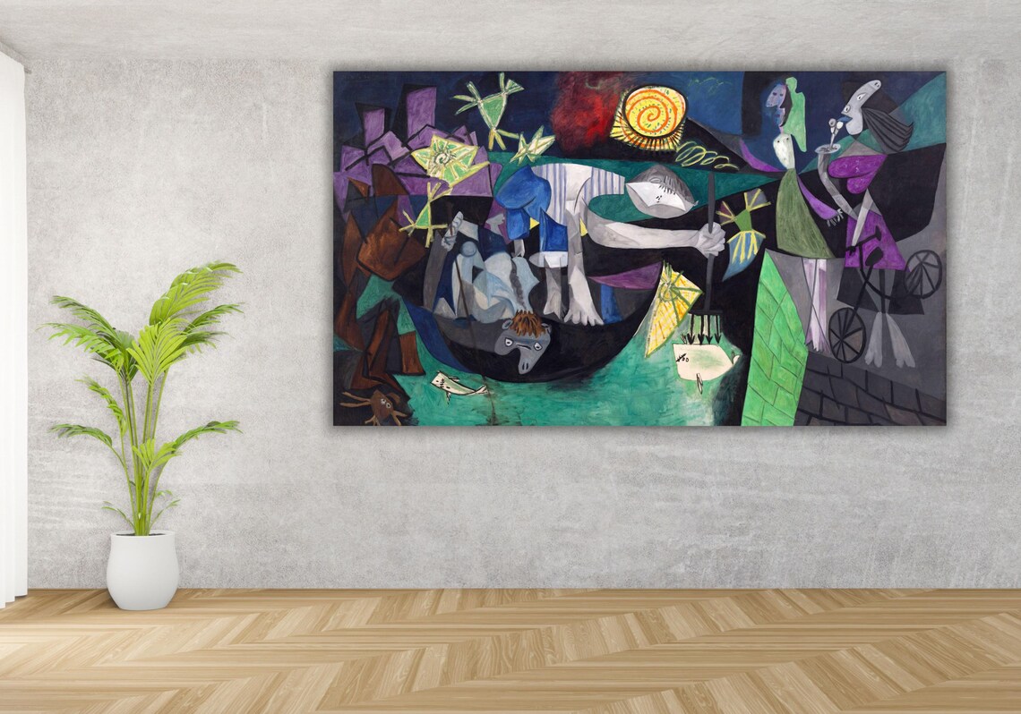 Picasso Night Fishing at Antibes Cubist Night Sea Masterpiece Art Poster - Image 3