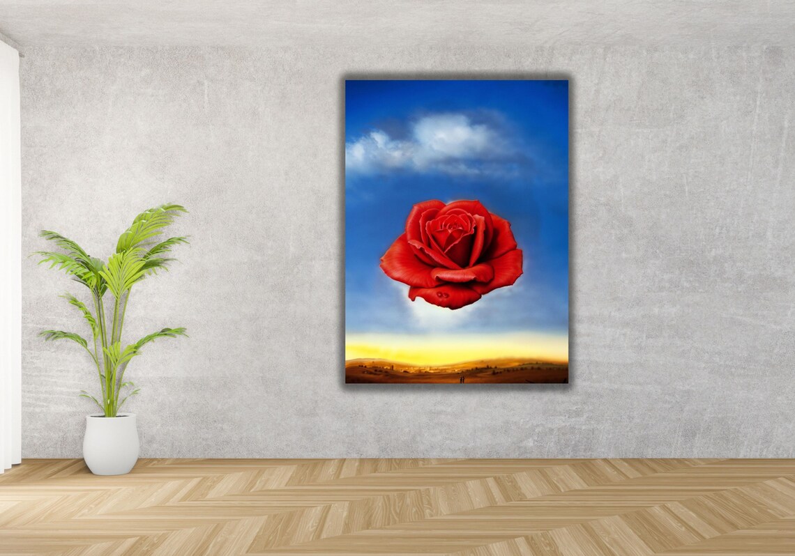Salvador Dali 1958 Poster Print Salvador Dali Meditative Rose 1958 Wall Art Vintage Art Print Reproduction Print Dali Flowers Art - Image 3