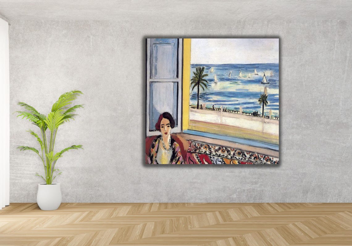 Henri Matisse Woman At Open Window With Sailboats Seascape Poster - Image 3