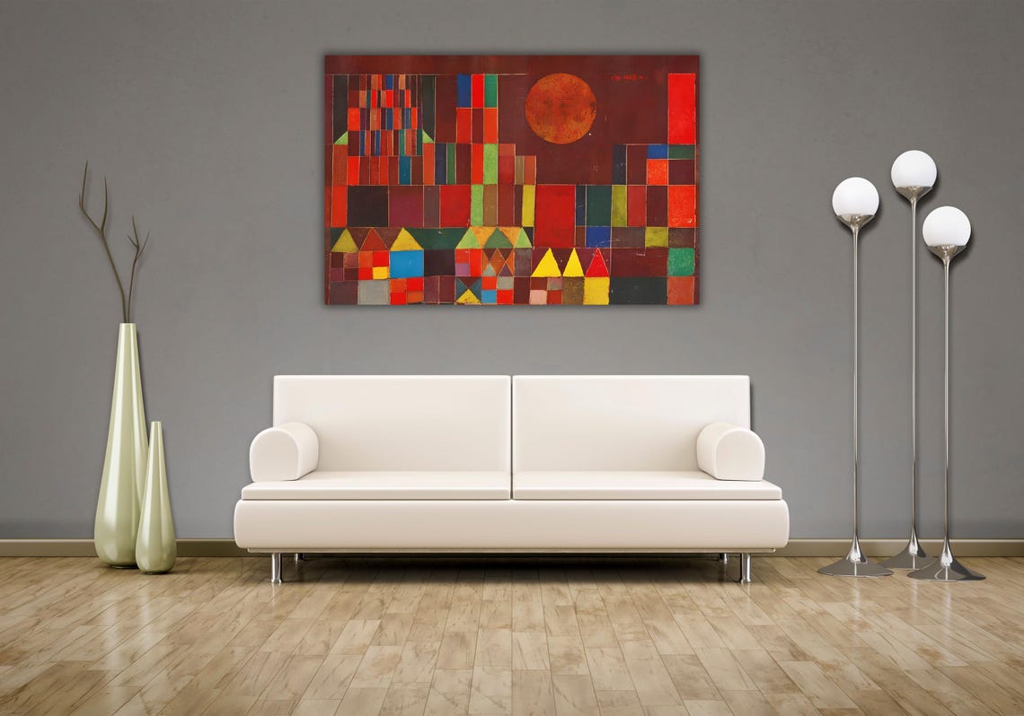 Paul Klee Castle and Sun 1928 Red Castle Geometric Art Poster - Image 2