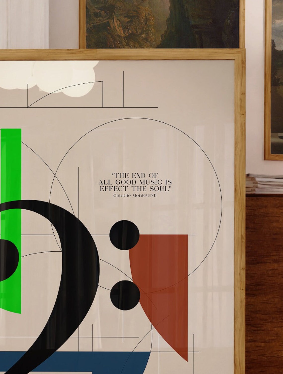 Bass Clef Colorful Bauhaus Geometric Monteverdi Music Quote Poster - Image 3