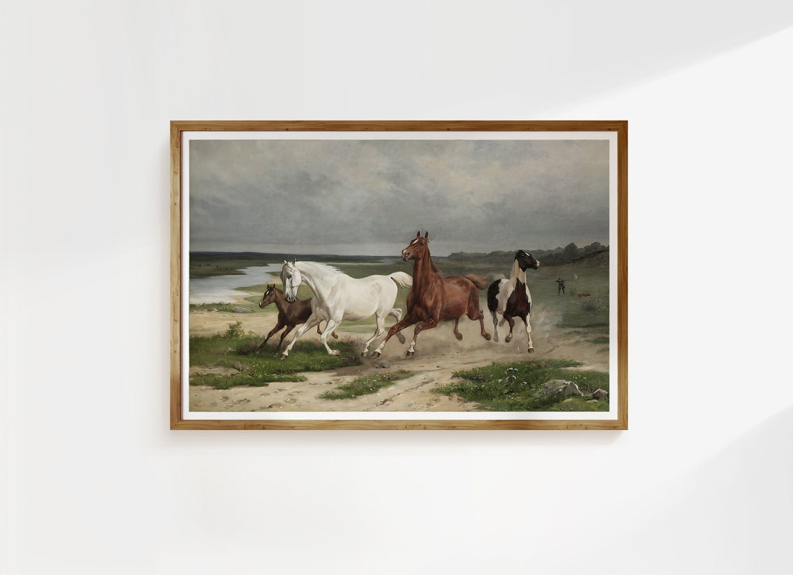 Arvid Fredrik Lonnroth Galloping Horses Lakeside Vintage Poster