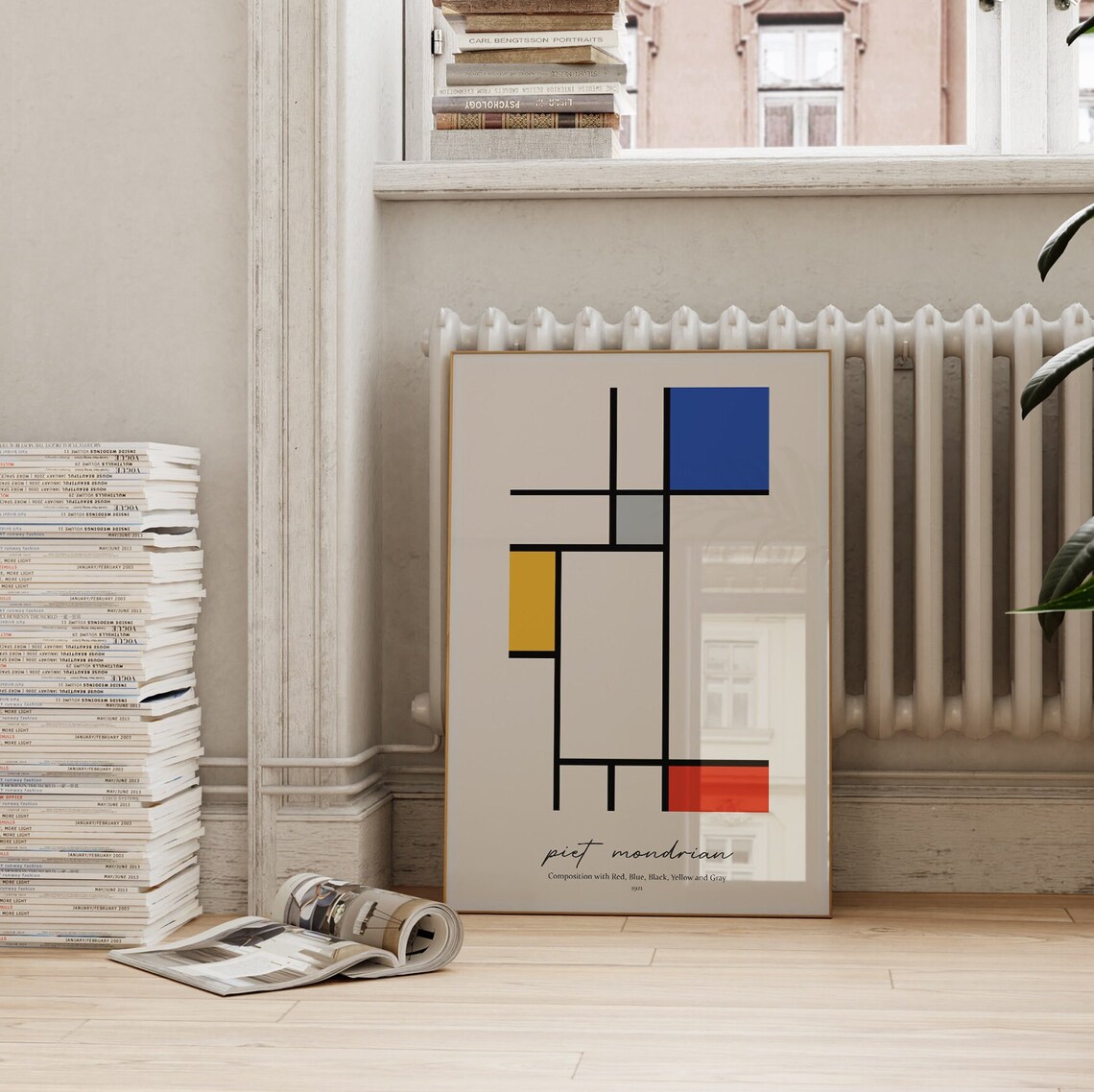 Piet Mondrian Composition 1921 Red Blue Yellow Grid Abstract Art Poster - Image 2