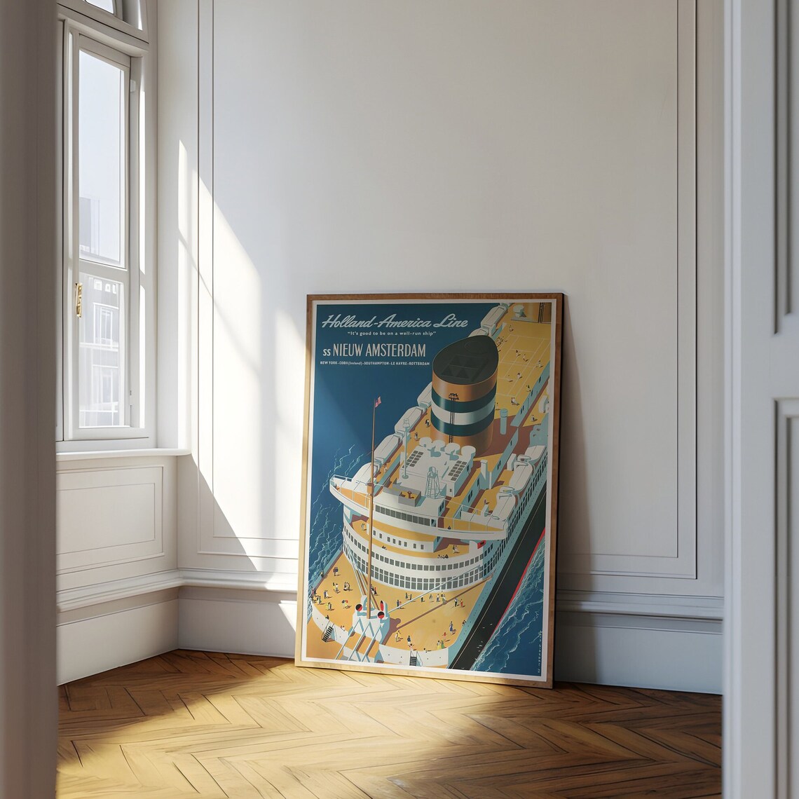 Vintage Holland America Line Exhibition Poster, New York - Image 3